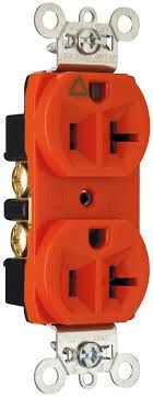 DUPLEX RECEPTACLE- 20 AMP, 125V, ORANGE, ISOLATED GROUND, PASS &amp; SEYMOUR