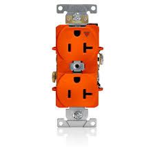 DUPLEX RECEPTACLE- 20 AMP, 125V, ORANGE, ISOLATED GROUND, PASS &amp; SEYMOUR