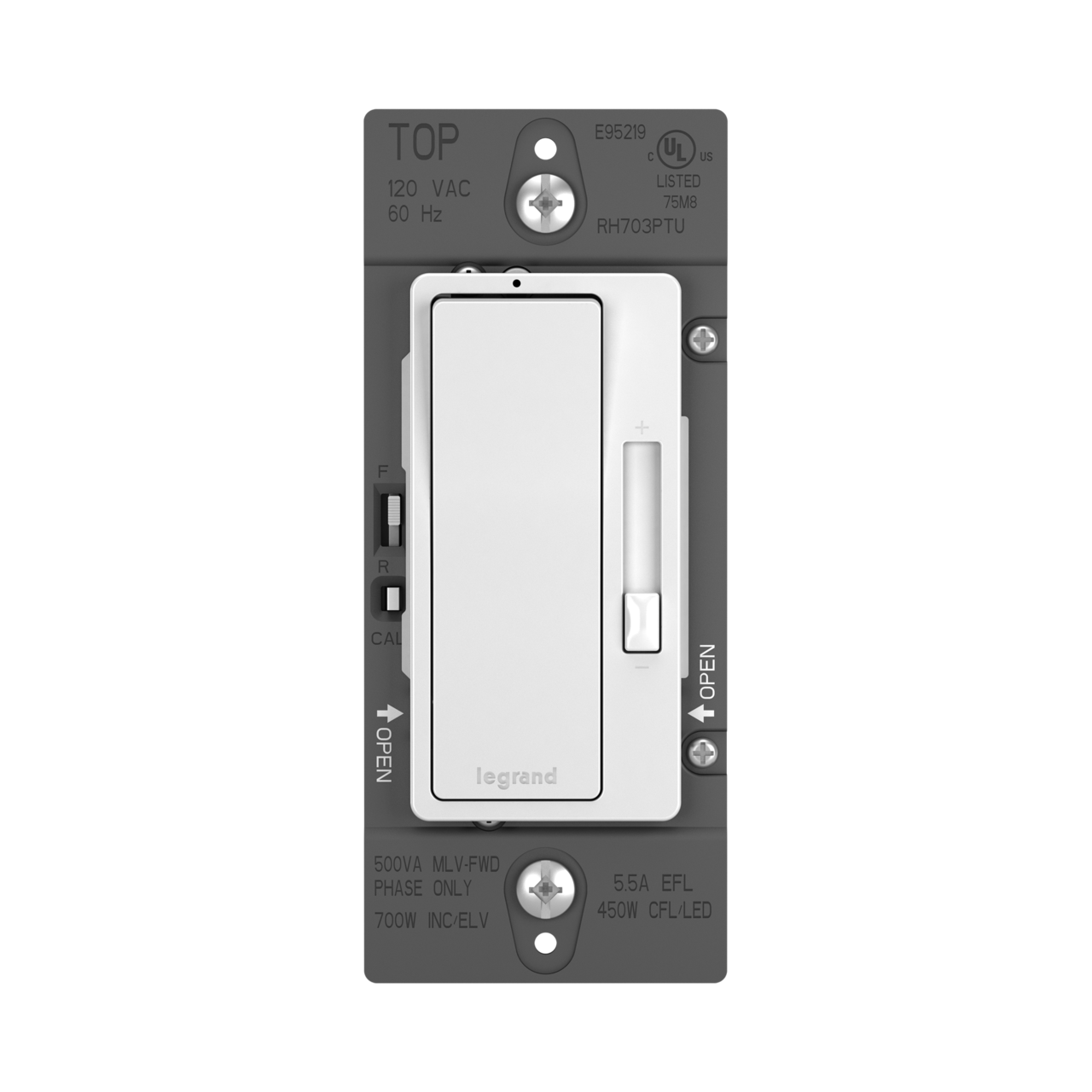 DIMMER- PADDLE, LED/ FLOURESCENT, WHITE, RADIANT, 0-10V, LEGRAND