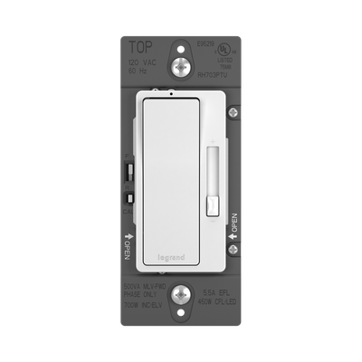 DIMMER- PADDLE, LED/ FLOURESCENT, WHITE, RADIANT, 0-10V, LEGRAND