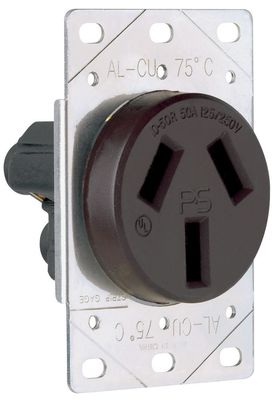 FLUSH RECEPTACLE- STRAIGHT BLADE SINGLE, 50 AMP, 3 POLE, 3 WIRE, 10-50R, NEMA, PASS AND SEYMOUR