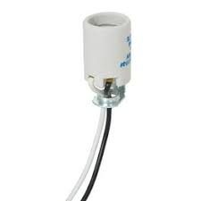 MED BASE SOCKET KEYLESS WH PORCELAIN 9IN LEAD PLT