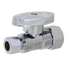 1/4 TURN STRAIGHT SUPPLY STOP  3/8&quot; COMP IN x 5/8&quot; COMP OUT CHROME PLATED BRASS
