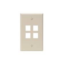 1G - 4-PORT, QUICKPORT WALLPLATE, IVORY, LEVITON