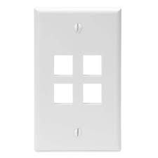 1G - 4-PORT, QUICKPORT WALLPLATE, WHITE, LEVITON