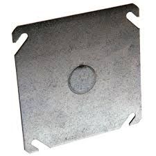 4&quot; SQUARE, BLANK COVER, 1/2&quot; KO, METALLIC,  RACO