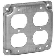 4&quot; SQUARE, EXPOSED WORK COVER, 1/2&quot; RAISED, 2-DUPLEX, METALLIC, APPLETON