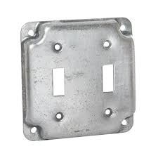 4&quot; SQUARE, COVER, 2-TOGGLE, RAISED, METALLIC, RACO