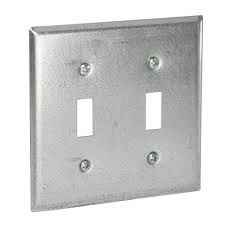 4&quot; SQUARE, 2-TOGGLE, WALL PLATE, METALLIC, RACO