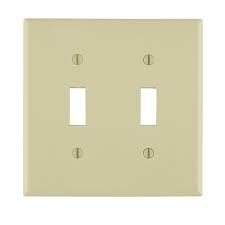 2G - 2-TOGGLE WALL PLATE,  IVORY, LEVITON