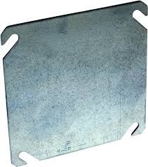 4&quot; SQUARE, FLAT BLANK COVER, METALLIC, RACO