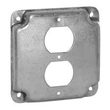 4&quot; SQUARE, EXPOSED WORK COVER, 1-DUPLEX, METALLIC, RACO