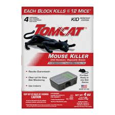 TOMCAT - MOUSE KILLER DISPOSABLE STATION, PRE-FILLED, CHILD RESISTANT (4/BOX)