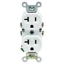 DUPLEX RECEPTACLE - 20 AMP, COMMERCIAL GRADE, WHITE, LEVITON