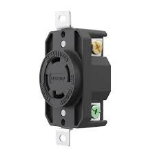 TWIST LOCK RECEPTACLE - 30 AMP, NEMA L14-30R, INDUSTRIAL GRADE GROUNDING, BLACK