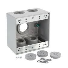 2G - METALLIC WEATHERPROOF BOX WITH (5) 3/4&quot; HOLES, GRAY, COMMERCIAL ELECTRIC