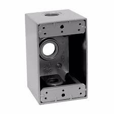 1G - OUTLET BOX, DEEP, WEATHERPROOF, GRAY, 24 CU IN, (3) 3/4&quot; HOLES