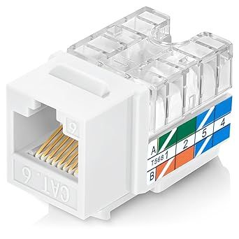 CAT6 RJ45 KEYSTONE JACKS CONNECTORS, WHITE, FEMALE