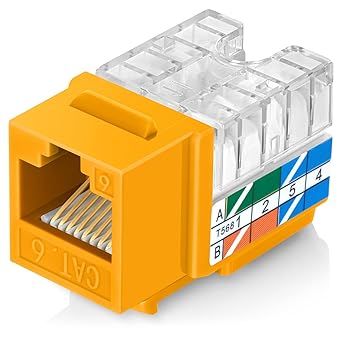 CAT6 RJ45 KEYSTONE JACKS CONNECTORS, YELLOW, FEMALE