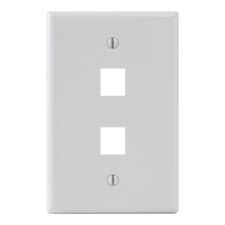 1G - 2-PORT, OVERSIZED, WHITE, KEYSTONE WALL PLATE
