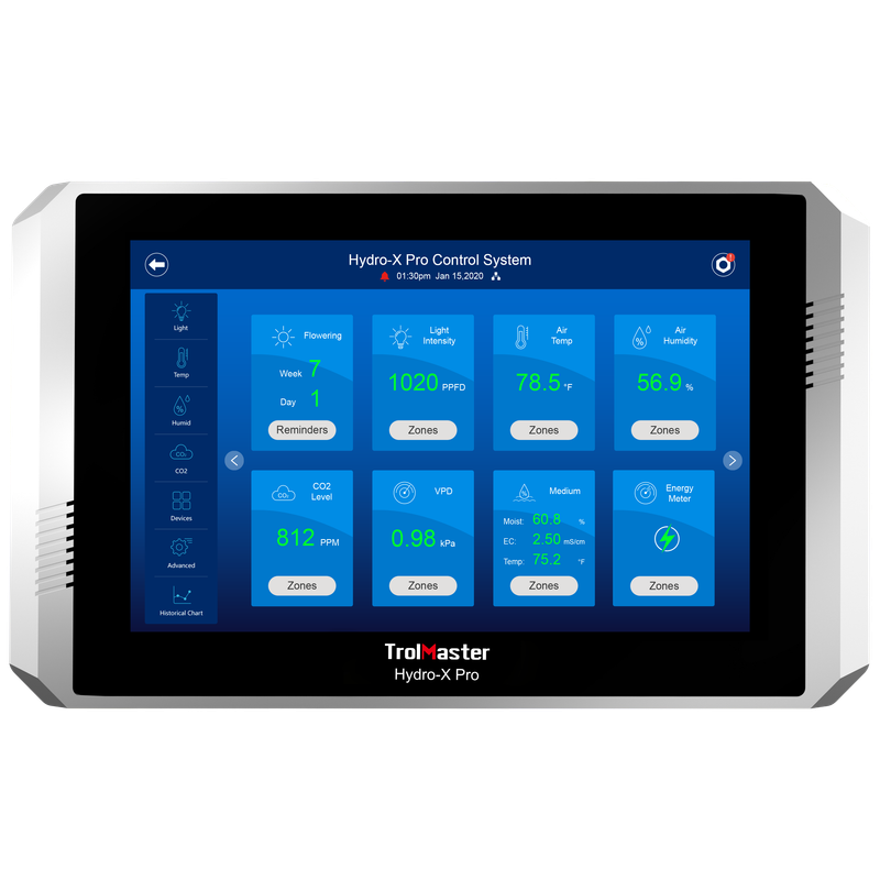 Hydro-X Pro Controller mit 4-in-1 Sensor (Temp. / Feucht. / CO2/ Licht) und Kabelset, kostenlose App Hydro-X Pro Controller mit 4-in-1 Sensor (Temp. / Feucht. / CO2/ Licht) und Kabelset, kostenlose App