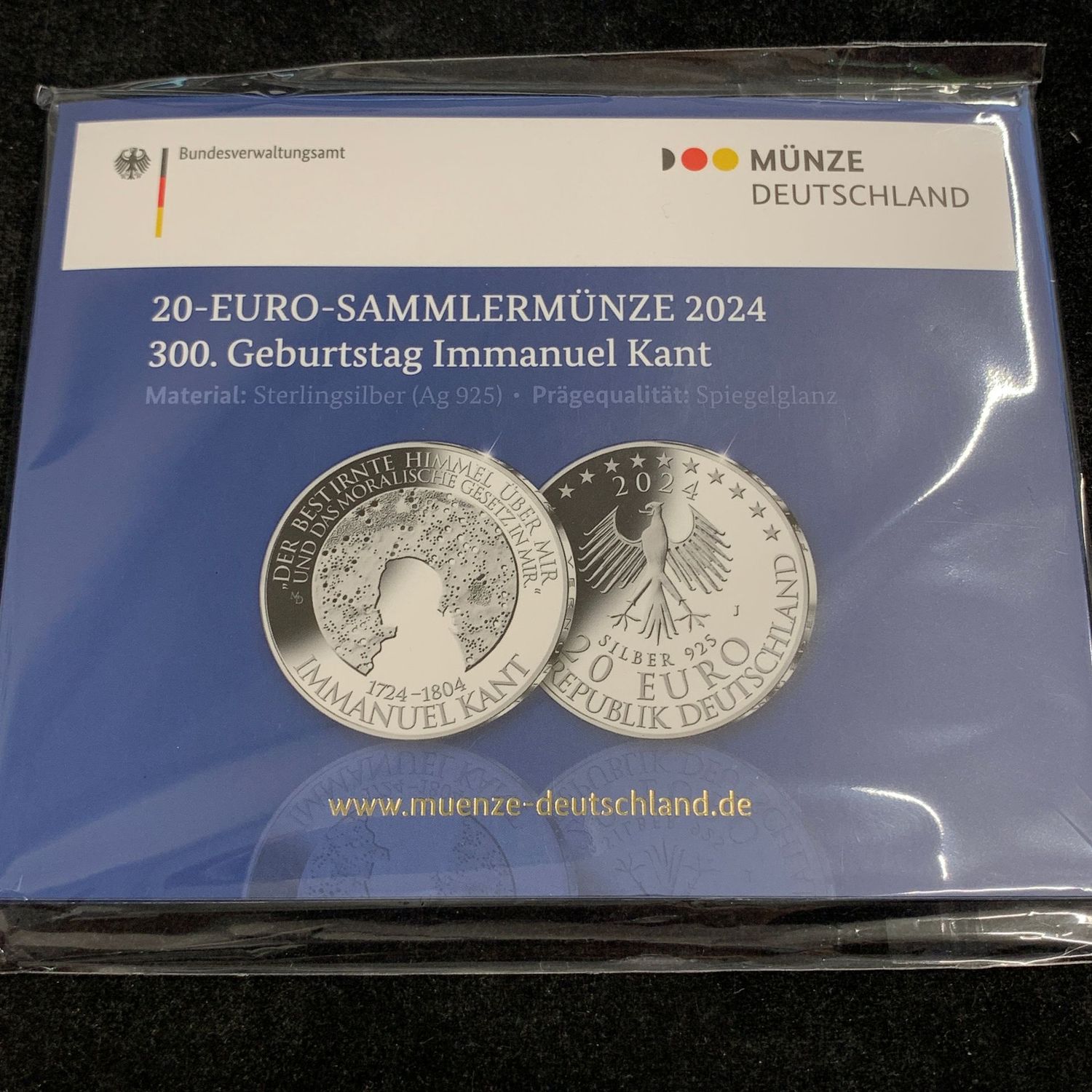 20 € Deutschland 300. Geburtstag Immanuel Kant 2024 – Silber PP