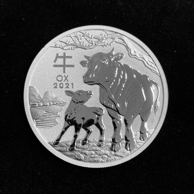 1 Dollar Australien 1 Dollar Australien "Jahr des Ochsen" 2021 1 Unze .9999 Silber BU