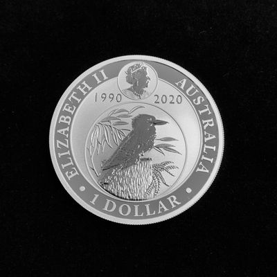 1 Dollar Australien 1 Dollar Australien "30 Jahre Kookaburra" 2020 1 Unze .9999 Silber ST
