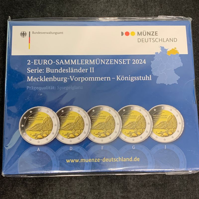 5 x 2 € Deutschland "Mecklenburg-Vorpommern - Königsstuhl" 2024 Cu-Ni PP
