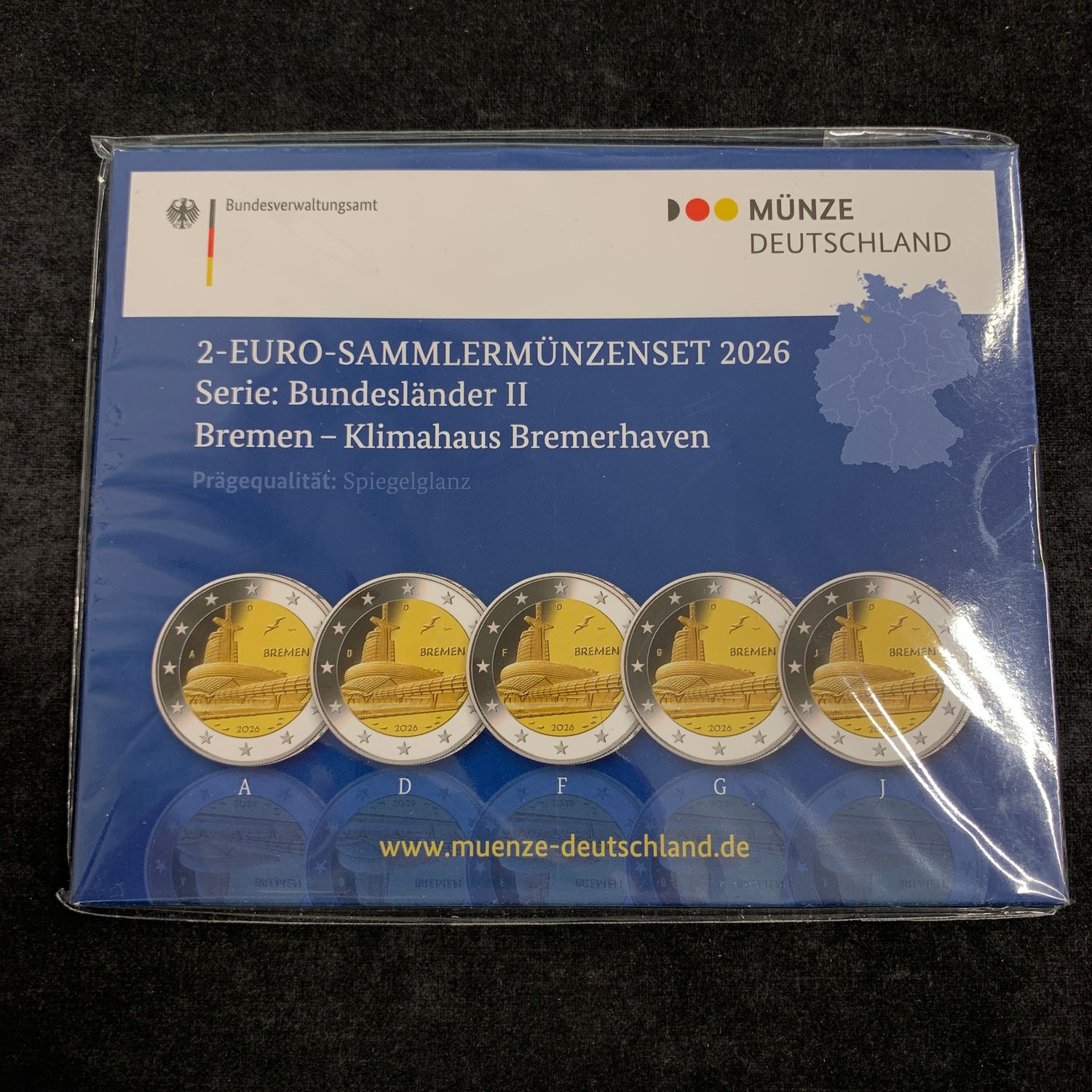 5 x 2 € Deutschland "Bremen - Klimahaus Bremerhaven" 2026 Cu-Ni PP