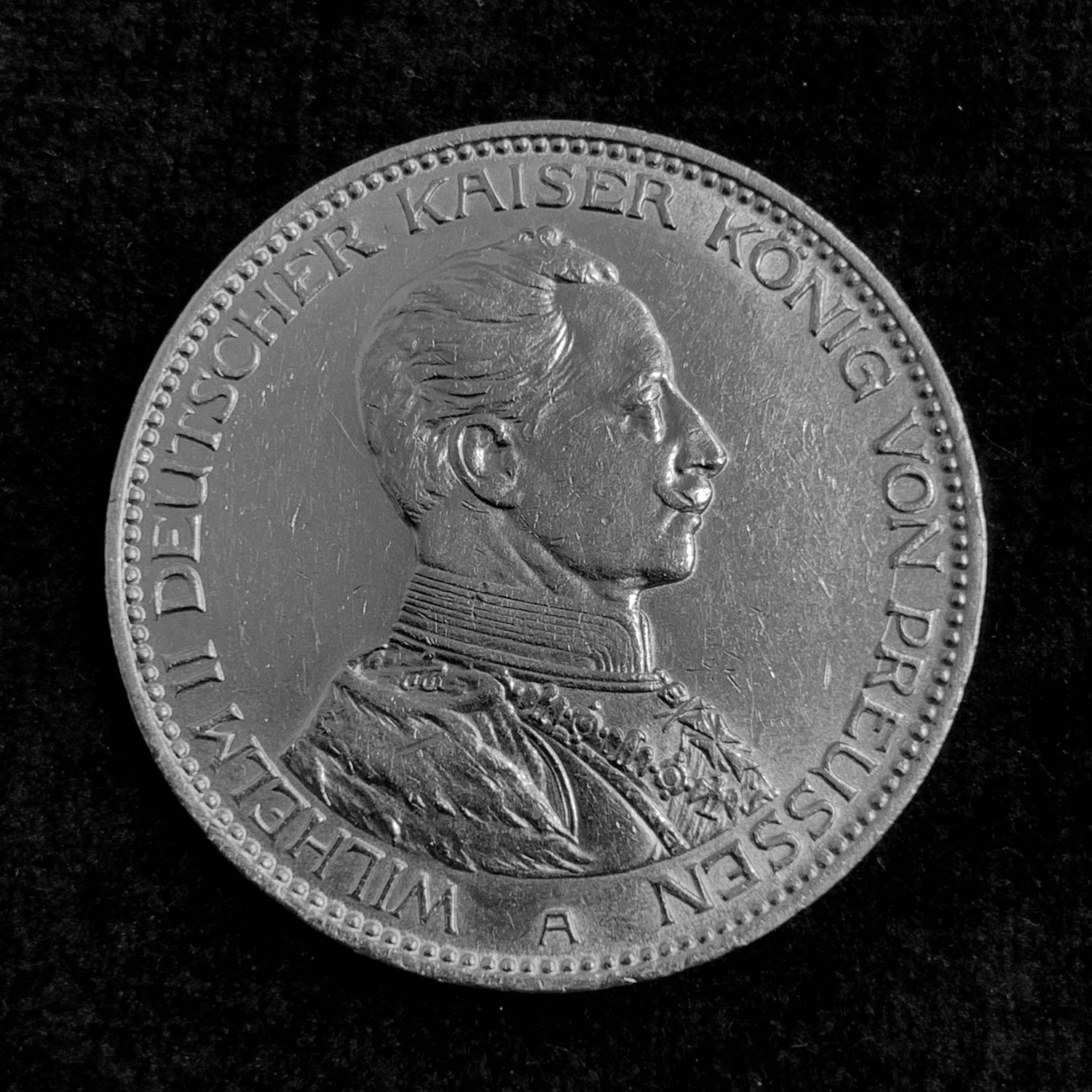 3 Mark Preußen 1914 "Wilhelm II in Uniform" A Silber ss (J. 113)