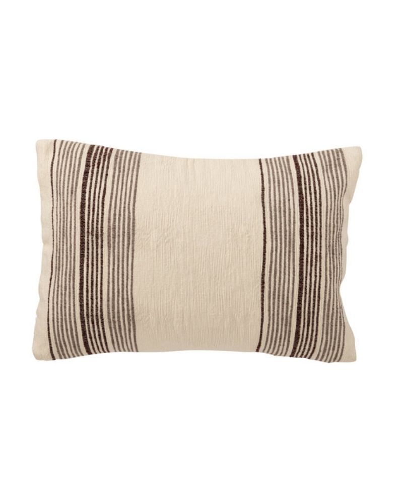 Kussen Rechthoek Gestreept Ecru Donkerbruin