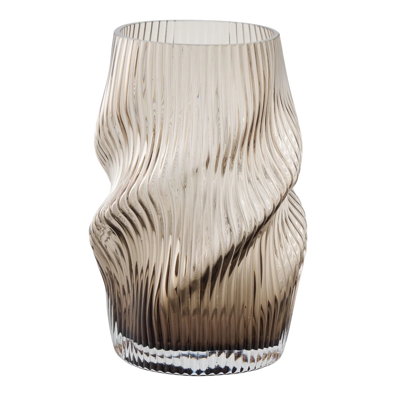 Vaas Mondgeblazen Glas Wave Bruin 17x25 cm
