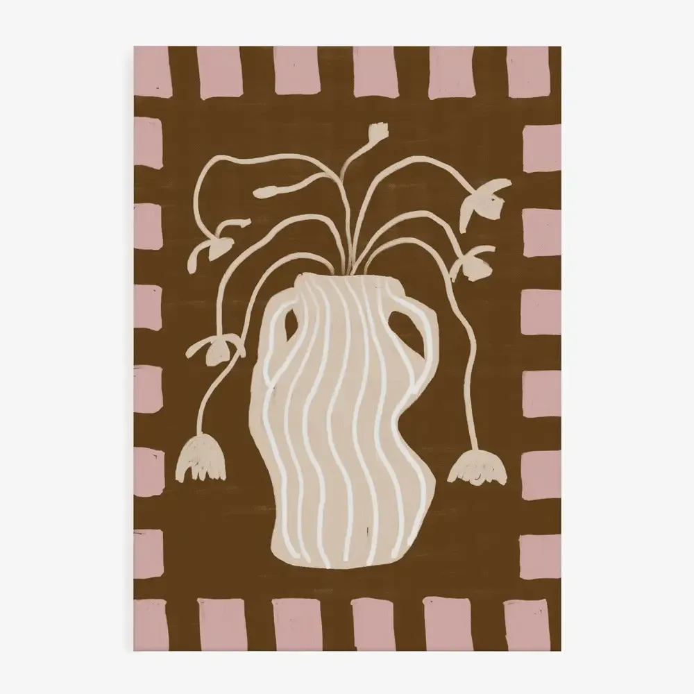Artprint | Poster Gestreepte Vaas met Bloemen