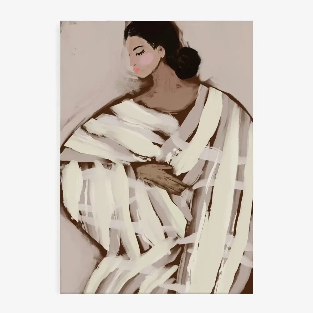 Artprint | Poster Vrouw in Gestreepte Sjaal