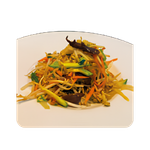 Germogli di soia con zucchine e carote