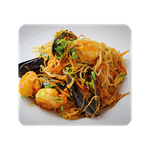 Spaghetti di riso con misto di mare oppure con carne