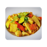 Pollo con verdure e uova bianco