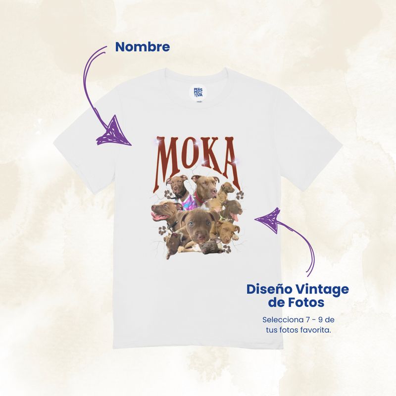 Camiseta  Mascota Vintage con Fotos (Personalizable)