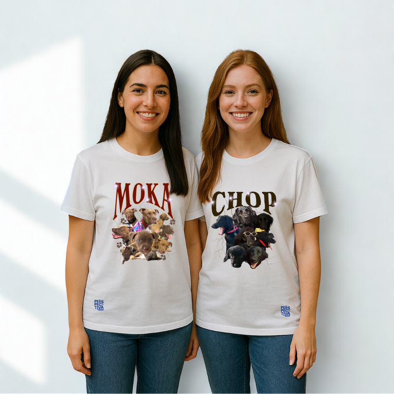 Camiseta  Mascota Vintage con Fotos (Personalizable)