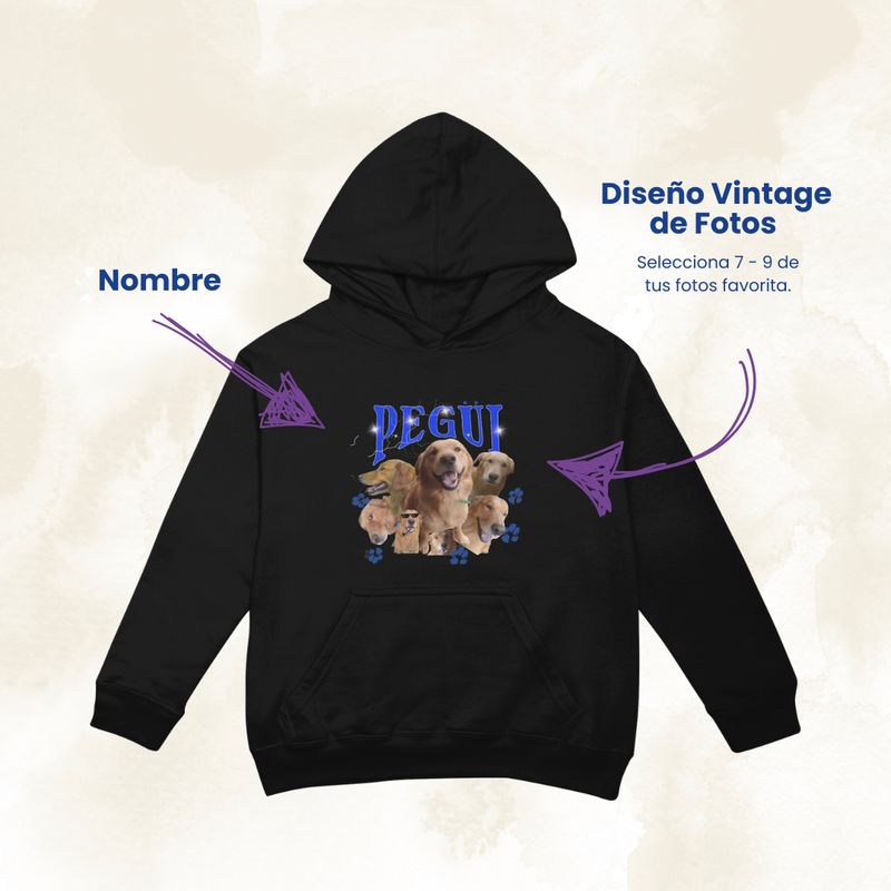 Sudadera Mascota Vintage con Fotos - Personalizable