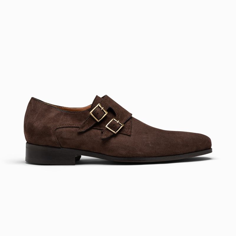 Dark Brown Suede Monk Strap