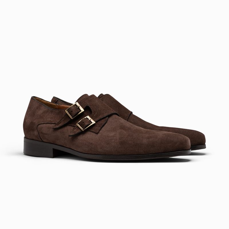 Dark Brown Suede Monk Strap