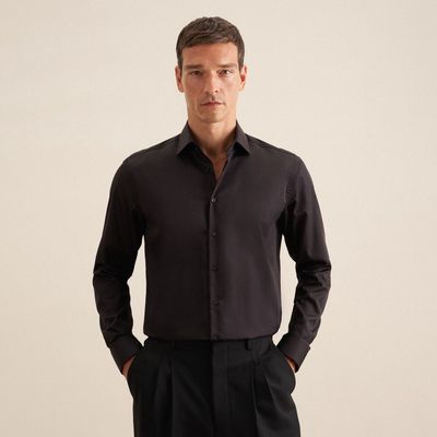 Seidensticker Regular Fit Easy Care Satin Overhemd - Zwart