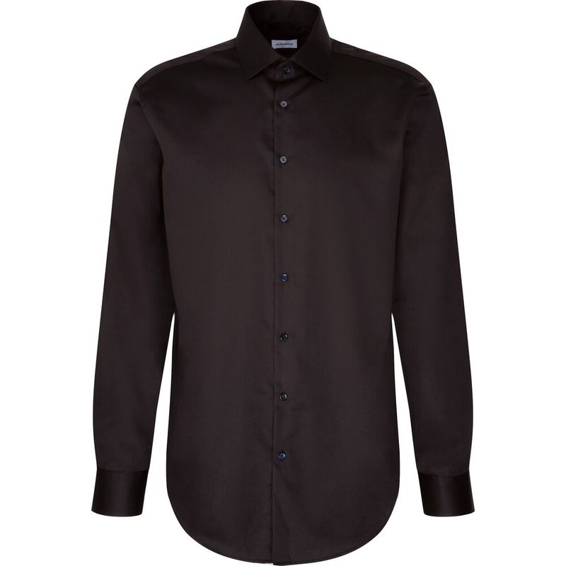 Seidensticker Regular Fit Easy Care Satin Overhemd - Zwart