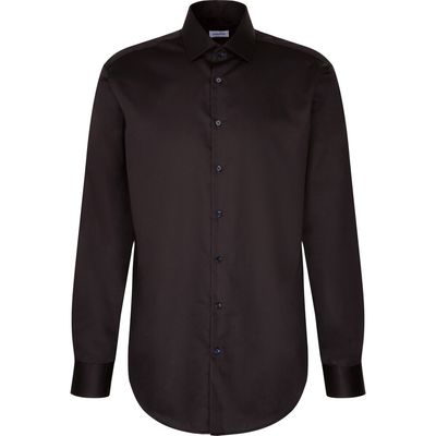 Seidensticker Regular Fit Easy Care Satin Overhemd - Zwart