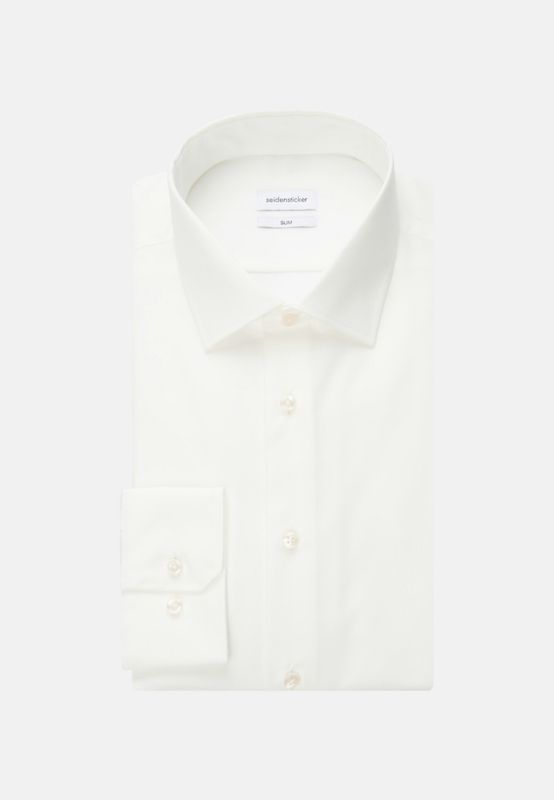 Slim Fit Non-Iron Poplin Overhemd - Ecru 01.675198-21