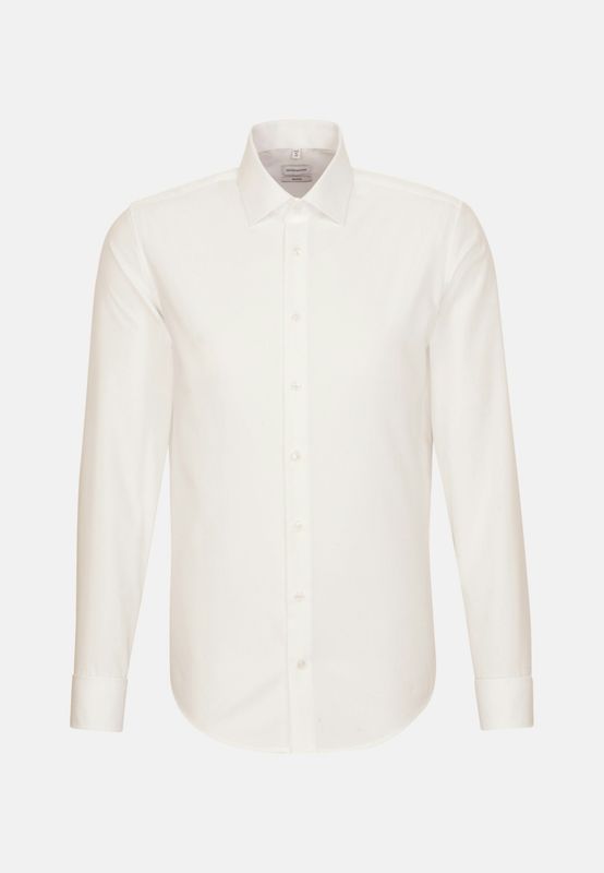 Shaped Fit Dubbel Manchet Poplin Overhemd  - Ecru 01.021006-21