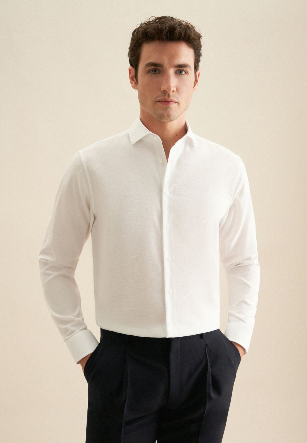 Overhemd Regular Fit - Wit Structure 01.145657 01