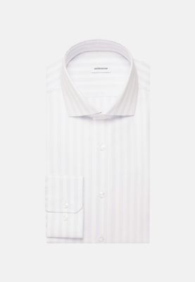 Regular Fit Business Overhemd Gestreept - Wit Blauw 01.146087-10